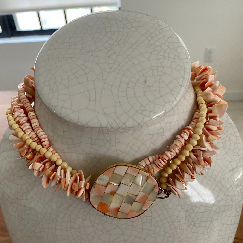 Vintage Artisan Shell Statement Choker - image 1